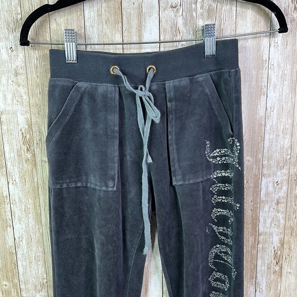 Vintage y2k Juicy Couture Gray Sweatpants with Velour Finish size Xs - Picture 4 of 9